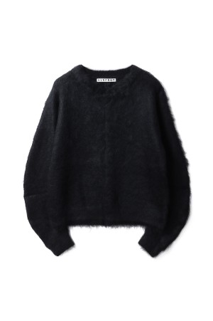 BRUSHED MOHAIR V-NECK SWEATER - BLACK (NF252K02)