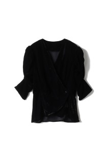 Velour Gather Blouse - BLACK (62520421)