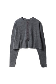 Waffle Henley Tops - CHARCOAL GRAY (62520628)