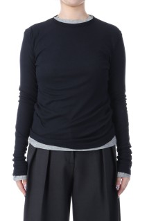 Layered Sheer Long T-shirts - NAVY (62520617)