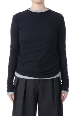 Layered Sheer Long T-shirts - NAVY (62520617)