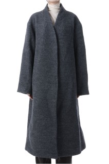 Collarless Cocoon Coat - CHARCOAL GRAY (62520003)