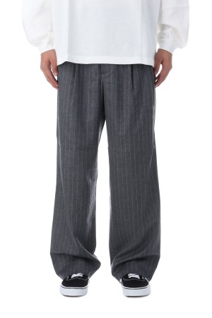 WOOL 2 TUCK TROUSERS - GRAY STRIPE (253−60507)