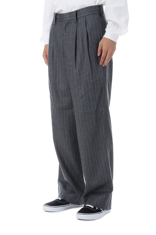 【philme】17 ）stripe tuck pants gray1 WOOL 2 TUCK TROUSERS - GRAY STRIPE (253−60507) | セレクトショップ