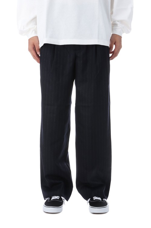 WOOL 2 TUCK TROUSERS - NAVY STRIPE (253−60507) | セレクトショップ