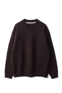 FELTED MERINO WOOL CREW NECK KNIT - NAVY (253-60203)
