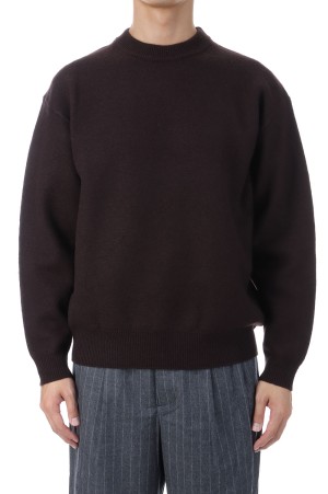 FELTED MERINO WOOL CREW NECK KNIT - BROWN (253-60203)