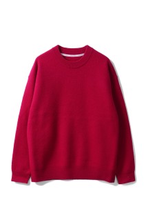 FELTED MERINO WOOL CREW NECK KNIT - NAVY (253-60203)