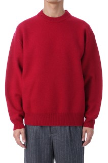 FELTED MERINO WOOL CREW NECK KNIT - RED (253-60203)