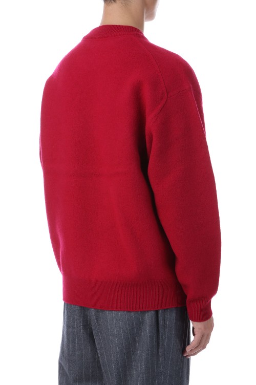 FELTED MERINO WOOL CREW NECK KNIT - RED (253-60203) | セレクト