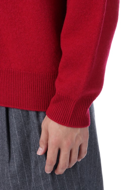 FELTED MERINO WOOL CREW NECK KNIT - RED (253-60203) | セレクト 