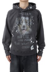 EMBELLISHED DISTRESSED HOODIE - BLACK (J15HD722)