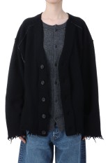 Lambs-wool Layered Knit Cardigan - BLACK (0125030504)