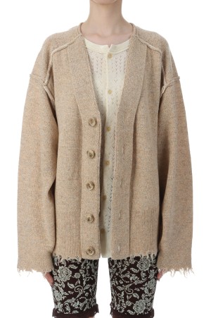 Lambs-wool Layered Knit Cardigan - BEIGE (0125030504)
