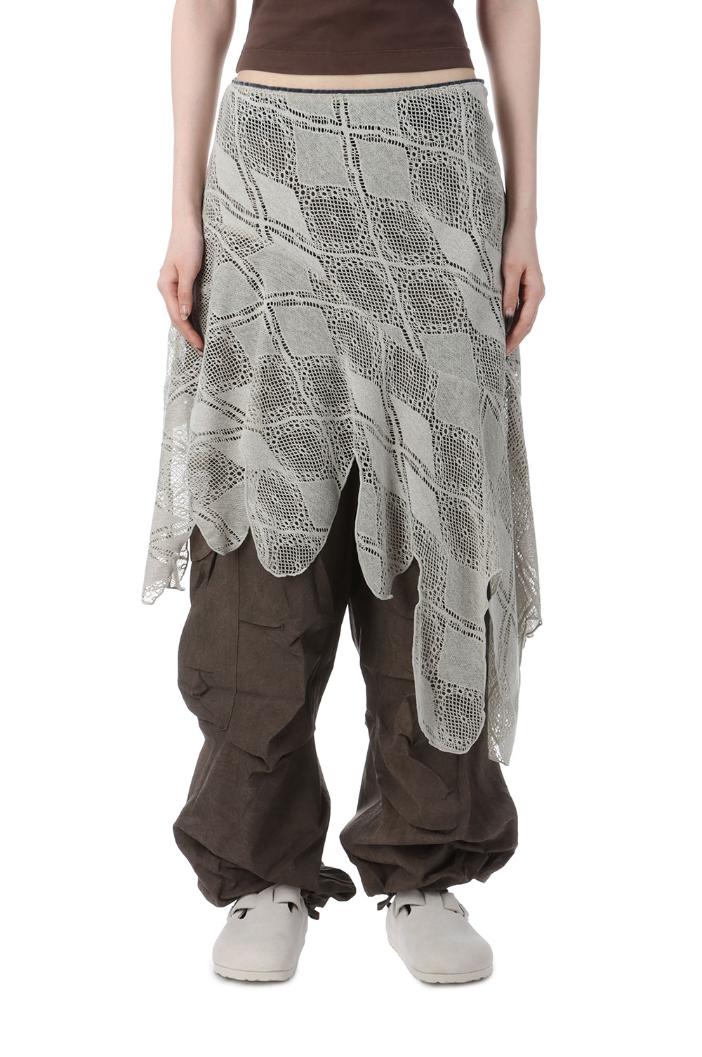 Knit Lace Jagged-hem Skirt - BEIGE (0125030806) | セレクトショップ