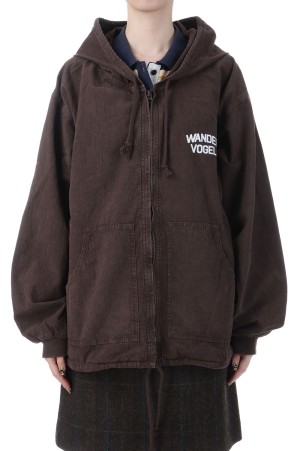 WANDERVOGEL GARMENT DYED HOODIE - BROWN (25AMSBL01)