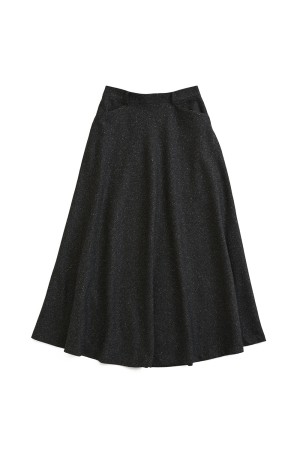 HERRINGBONE FLARE SKIRT - GRAY (25AMSSK03)