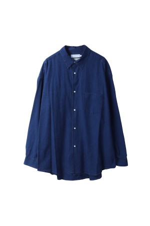 SIDOGRAS Indigo Poplin L/S Oversized Regular Collar Shirt	- DARK FADE	(GM252-50045)
