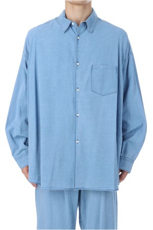 SIDOGRAS Indigo Poplin L/S Oversized Regular Collar Shirt	- LIGHT FADE (GM252-50045)