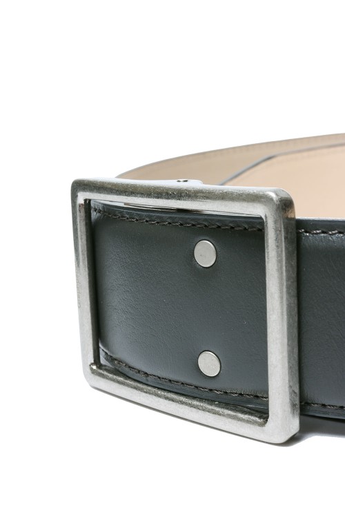 Graphpaper Holeless Leather Classic Narrow Belt - GRAY