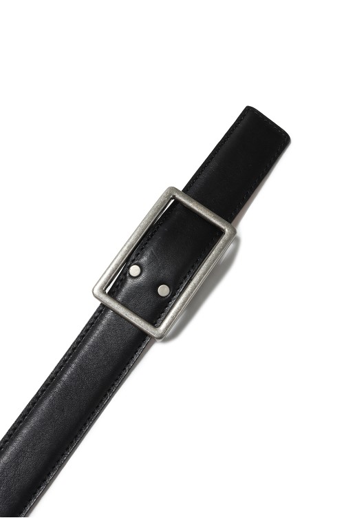 Graphpaper Holeless Leather Classic Narrow Belt - BLACK