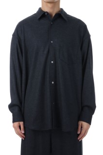 Wool Smooth Flannel Oversized Regular Collar Shirt	- GRAY (GU253-50221B)