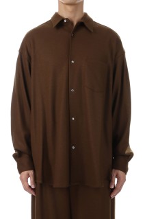 Wool Smooth Flannel Oversized Regular Collar Shirt	- BROWN (GU253-50221B)