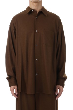 Wool Smooth Flannel Oversized Regular Collar Shirt	- BROWN (GU253-50221B)