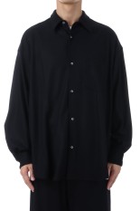 Wool Smooth Flannel Oversized Regular Collar Shirt	- BLACK (GU253-50221B)