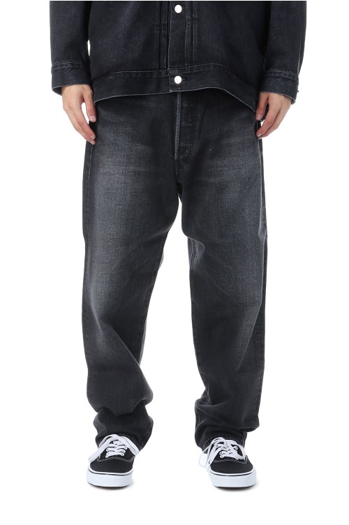 Selvage Denim Five Pocket Tapered Pants - BLACK_DARK FADE (GU253