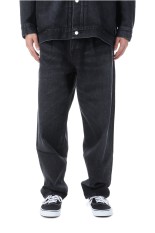 Selvage Denim Two Tuck Tapered Pants - BLACK_DARK FADE (GU253-40060DB)