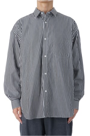 High Count Regular Collar Round Cut Oversized Shirt - BLACK STRIPE	(GM253-50030C)