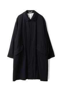 Fulled Wool Gabardine Oversized Bal Collar Coat	- BLACK (GU253-10324)