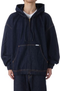 12.5oz Denim Zip Up Hooded Jacket - Indigo (CTE-25A205)