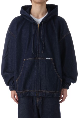 12.5oz Denim Zip Up Hooded Jacket - Indigo (CTE-25A205)