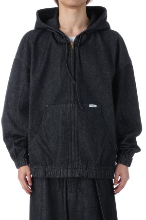 12.5oz Denim Zip Up Hooded Jacket - Black (CTE-25A205)