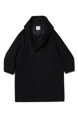 Wool Melton Double Breasted Jedi Coat - Black (CTE-25A221)
