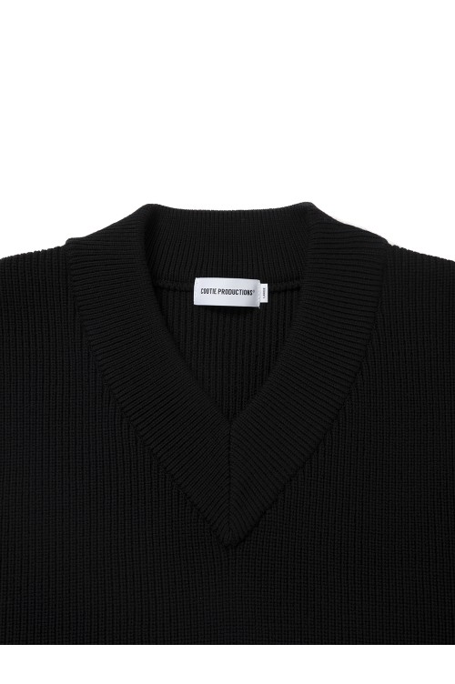 Rib Stitch Tilden Knit Vest - Black (CTE-25A325) | セレクト