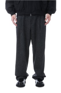 Silk Nep Herringbone 2 Tuck Wide Trousers - Black Melange (CTE-25A120)