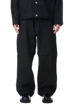 Reverse Loop Denim 5 Pocket Baggy Easy Pants - Black Rigid (CTE-25A103)