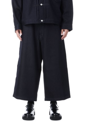 Reverse Loop Denim 5 Pocket Shin Cut Wide Easy Pants - Indigo Rigid (CTE-25A104)