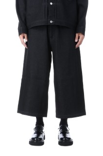 Reverse Loop Denim 5 Pocket Shin Cut Wide Easy Pants - Black Rigid (CTE-25A104)