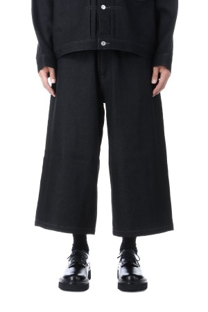 Reverse Loop Denim 5 Pocket Shin Cut Wide Easy Pants - Black Rigid (CTE-25A104)