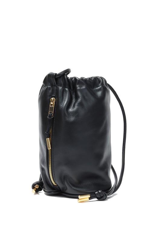 Drawstring Bag / Leather - BLACK 001 (25-01029S) | セレクト Drawstring Bag / Leather - BLACK 001 (25-01029S) | セレクト