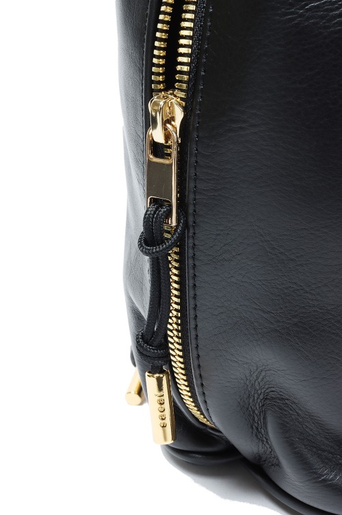 Drawstring Bag / Leather - BLACK 001 (25-01029S) | セレクト