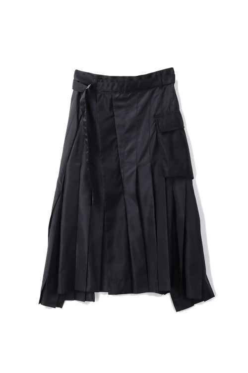 SACAI♡ Nylon Twill Mix Skirt - BLACK 001 Sacai Black Nylon Twill Midi Skirt In 001 Black | ModeSens