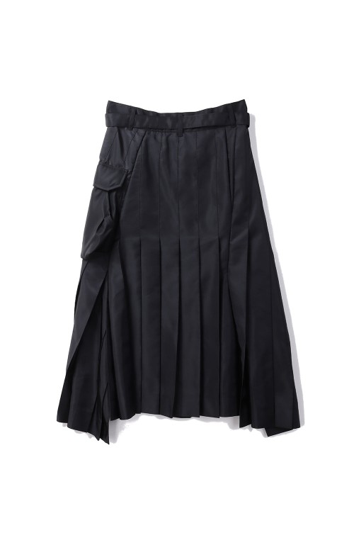Nylon Twill Mix Skirt - BLACK 001 (25-07993) | セレクトショップ