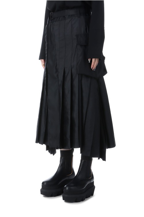 Nylon Twill Mix Skirt - BLACK 001 (25-07993) | セレクトショップ