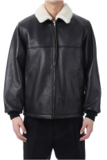 LEATHER BOA JACKET / BLACK (25FW-WMO-BL01)