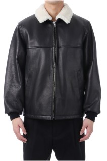 LEATHER BOA JACKET / BLACK (25FW-WMO-BL01)
